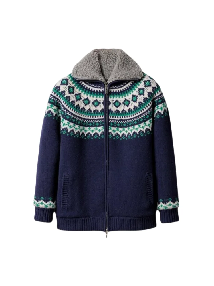 Warm Woolen Zipper Neck Cardigan for Women Royalty High-End Style Autumn Winter New Fashion Fair Isle Pattern Knitted Sweater
Warm Woolen Zipper Neck Cardigan for Women Royalty High-End Style Autumn Winter New Fashion Fair Isle Pattern Knitted Sweater