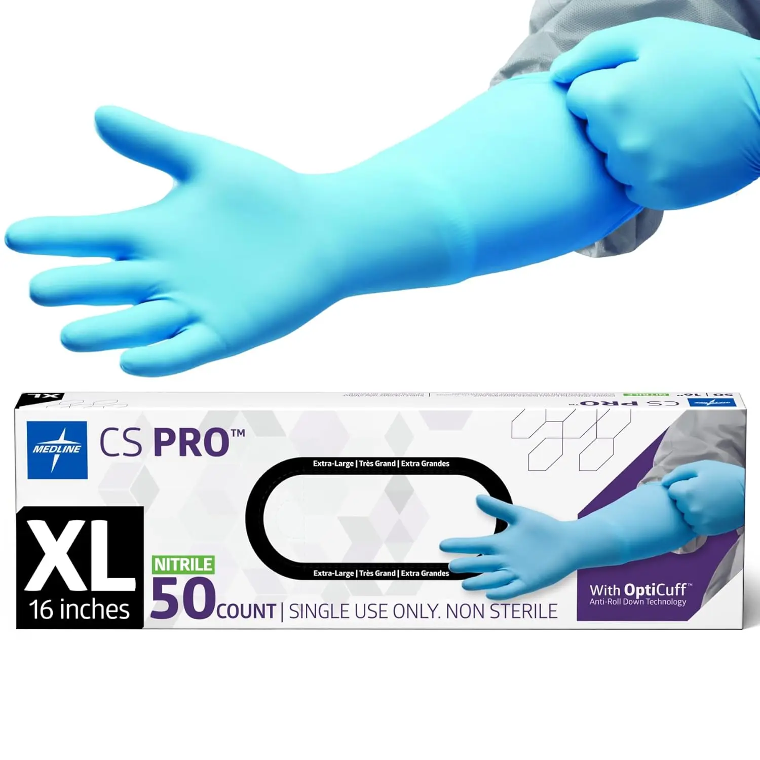 X-Large Nitrile Exam Gloves, 16-Inch Extended Cuff, Powder Free, Disposable, Thicker for Extra Protection, 50 Count
X-Large Nitrile Exam Gloves, 16-Inch Extended Cuff, Powder Free, Disposable, Thicker for Extra Protection, 50 Count