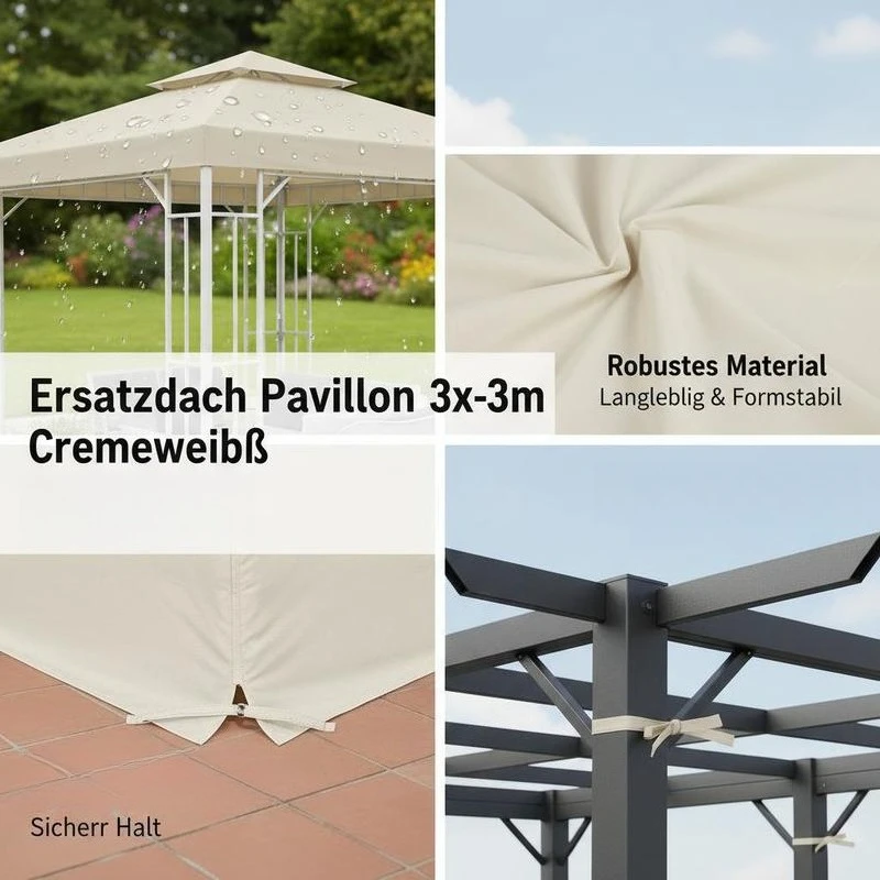 Gazebo Replacement Canopy 3x3 m-Cream White
Gazebo Replacement Canopy 3x3 m-Cream White