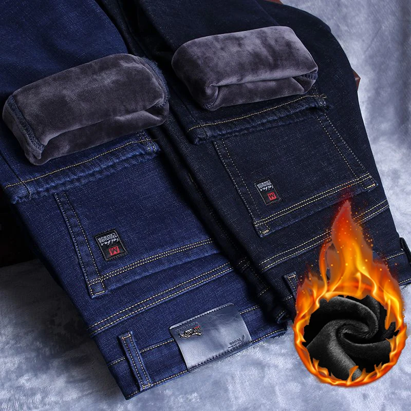 Мужские осенне-зимние утолщенные джинсы на флисовой подкладке, мужские деловые прямые свободные джинсовые брюки с высокой талией, эластичные повседневные брюки
Мужские осенне-зимние утолщенные джинсы на флисовой подкладке, мужские деловые прямые свободные джинсовые брюки с высокой талией, эластичные повседневные брюки