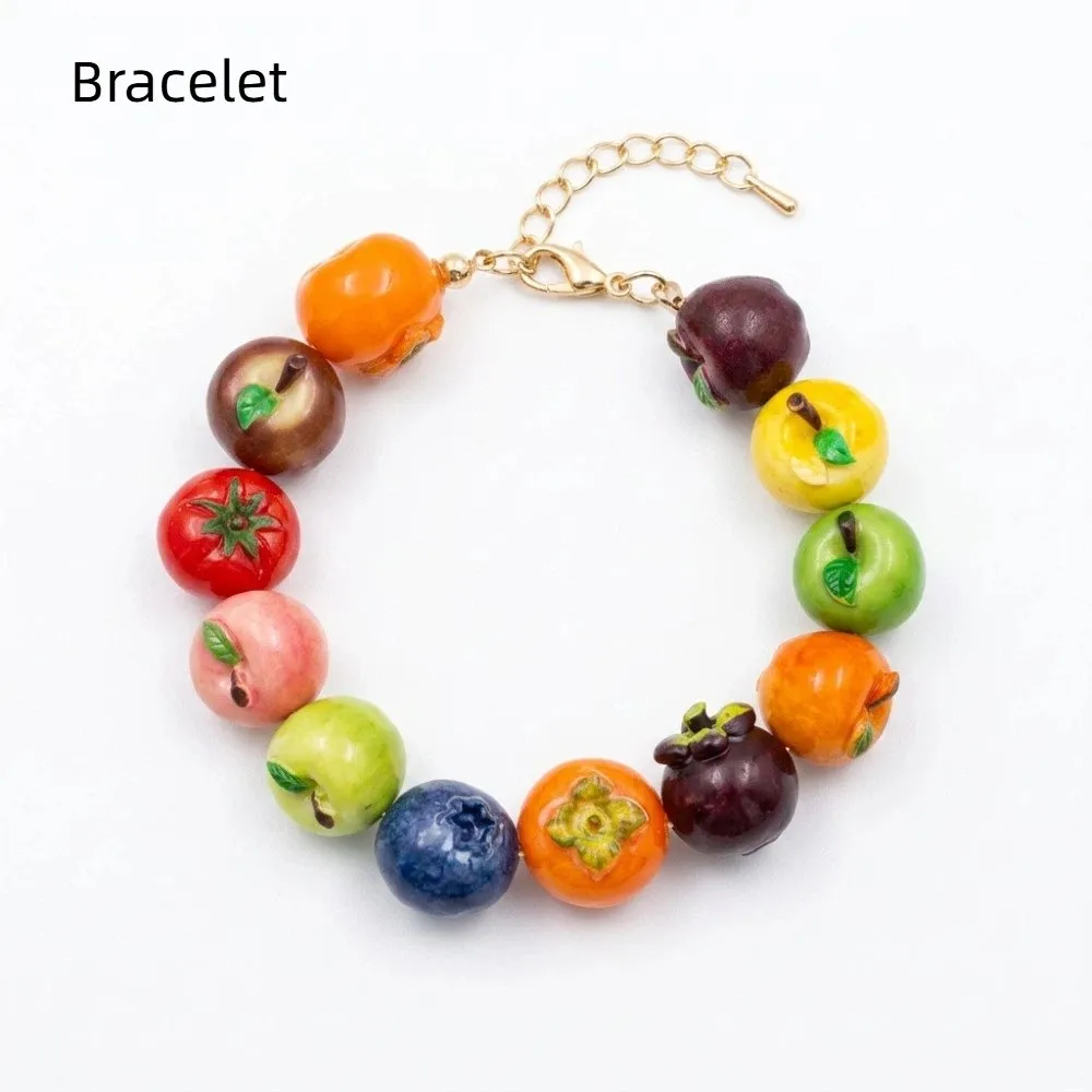 Layered Beads Fruit Necklace Colorful Beads Blueberries Necklace Bracelet Set Geometric Retro Bohemian Collarbone Chain
Layered Beads Fruit Necklace Colorful Beads Blueberries Necklace Bracelet Set Geometric Retro Bohemian Collarbone Chain