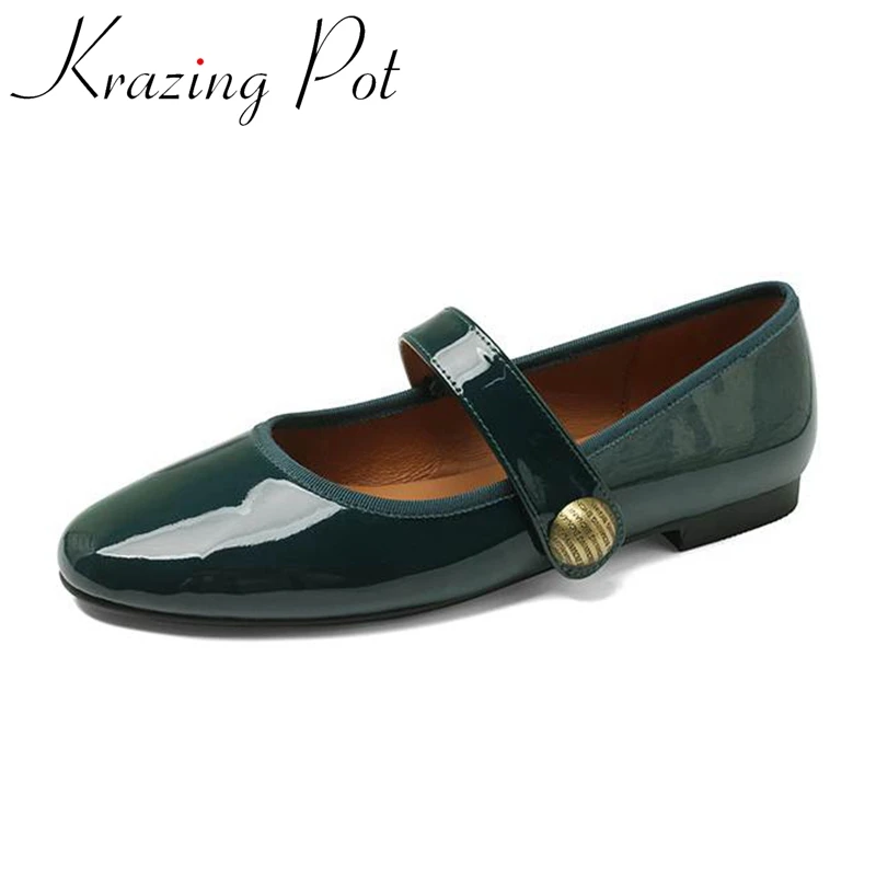 Krazing Pot Big Size 44 Full Grain Leather Round Toe Low Heels Spring Shoes Grace Simple Style Shallow Buckle Strap Women Flats
Krazing Pot Big Size 44 Full Grain Leather Round Toe Low Heels Spring Shoes Grace Simple Style Shallow Buckle Strap Women Flats