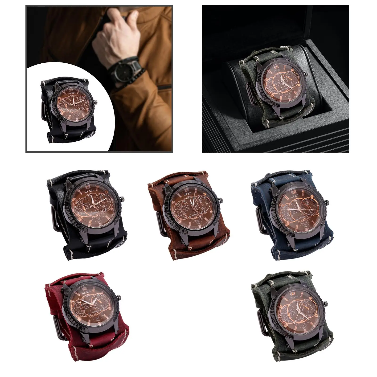 Men Wrist Watch Wide Strap Punk Cuff Watch for Father Street Birthday Gift
Men Wrist Watch Wide Strap Punk Cuff Watch for Father Street Birthday Gift