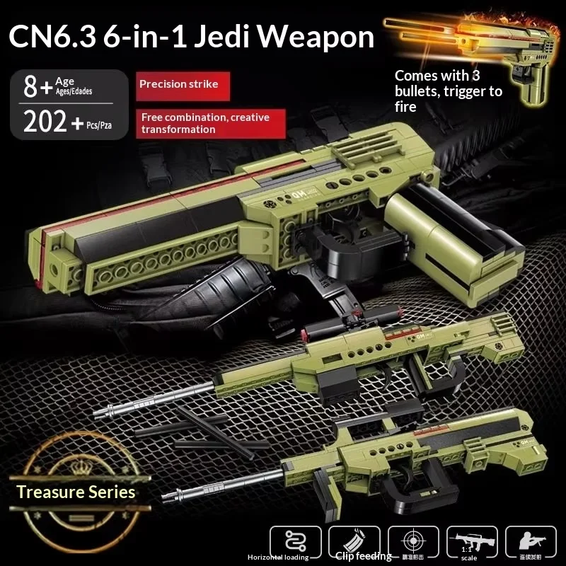Treasure Series 6-in-1 Jedi Weapon Toy Gun Building Blocks Set 202+ Pieces Desert Eagle Assembly Educational For Kids Boys Gift
Treasure Series 6-in-1 Jedi Weapon Toy Gun Building Blocks Set 202+ Pieces Desert Eagle Assembly Educational For Kids Boys Gift