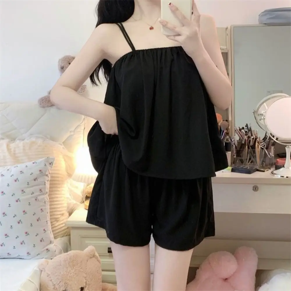 Fashion Solid Color Sleeveless Pajamas Women Thin Loose Camisole Shorts Nightwear Homewear Sweet Two Piece Nightdress Sleepwear
Fashion Solid Color Sleeveless Pajamas Women Thin Loose Camisole Shorts Nightwear Homewear Sweet Two Piece Nightdress Sleepwear