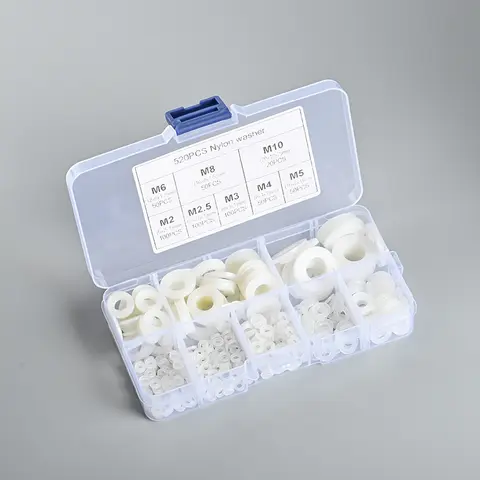 White Nylon Washer Kit Plastic Washer Flat Washer Set M2/M2.5/M3/M4/M5/M6/M8/M10