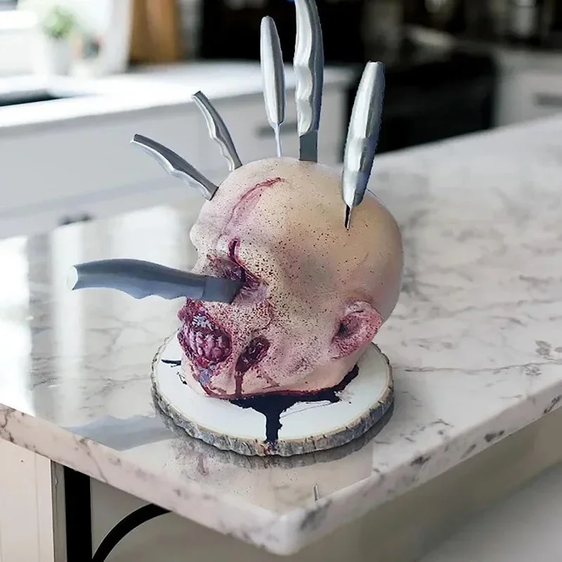 Halloween Horror Skull Knife Storage Holder Head Shape Storage Rack Ornament Party Fruit Halloween Party Decorations for Home
Halloween Horror Skull Knife Storage Holder Head Shape Storage Rack Ornament Party Fruit Halloween Party Decorations for Home