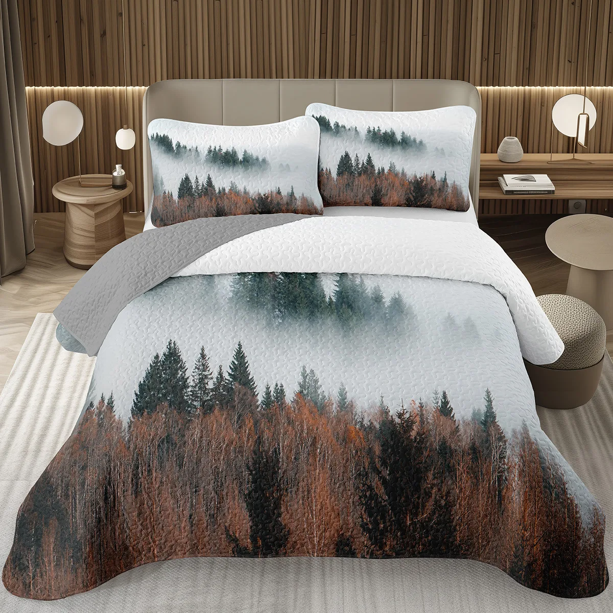 Misty Forest Bedspread Queen/Twin Size Pine Tree Mountain Coverlet Set Reversible Nature Woodland Fog View Quilted Bedding Set
Misty Forest Bedspread Queen/Twin Size Pine Tree Mountain Coverlet Set Reversible Nature Woodland Fog View Quilted Bedding Set