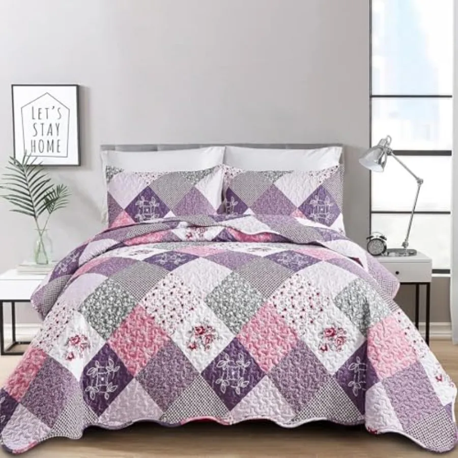 Quilt Set Size Reversible Floral Plaid Patchwork Pattern Bedding Set Soft Microfiber Lightweight Bedspread 3 Pcs Spring Summer
Quilt Set Size Reversible Floral Plaid Patchwork Pattern Bedding Set Soft Microfiber Lightweight Bedspread 3 Pcs Spring Summer
