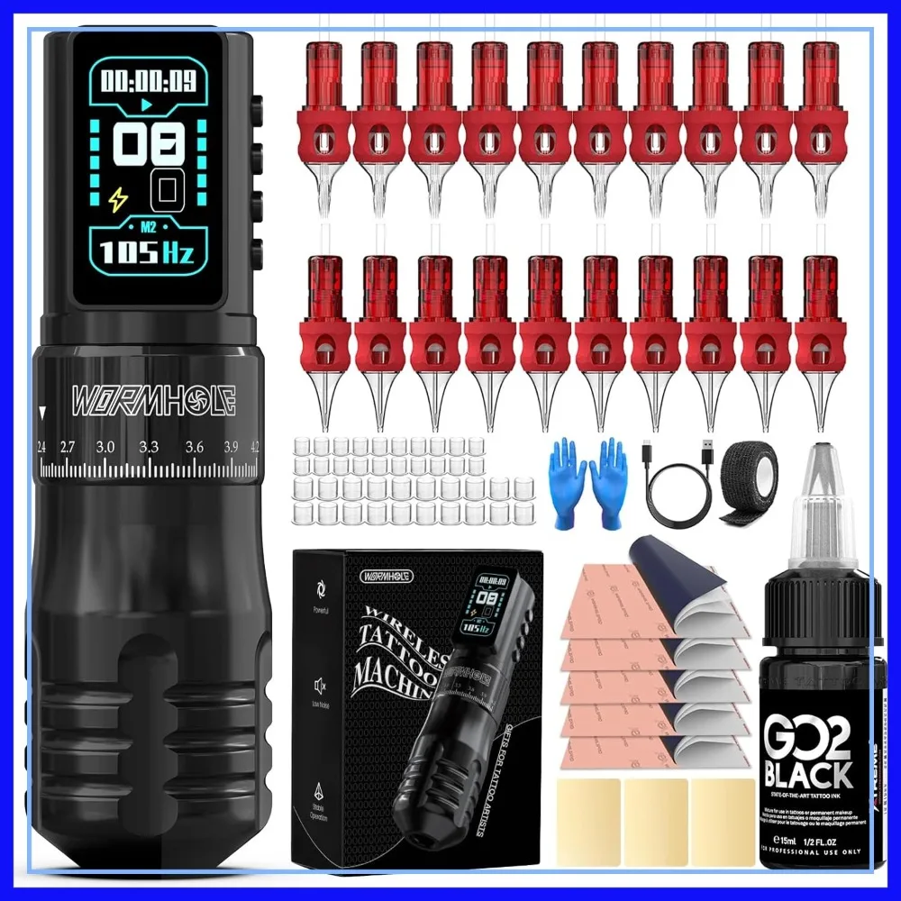 Wireless Tattoo Pen Kit, 2300mAh Battery, Adjustable Rotary Tattoo Machine with Ink, Complete Set for Artists
Wireless Tattoo Pen Kit, 2300mAh Battery, Adjustable Rotary Tattoo Machine with Ink, Complete Set for Artists