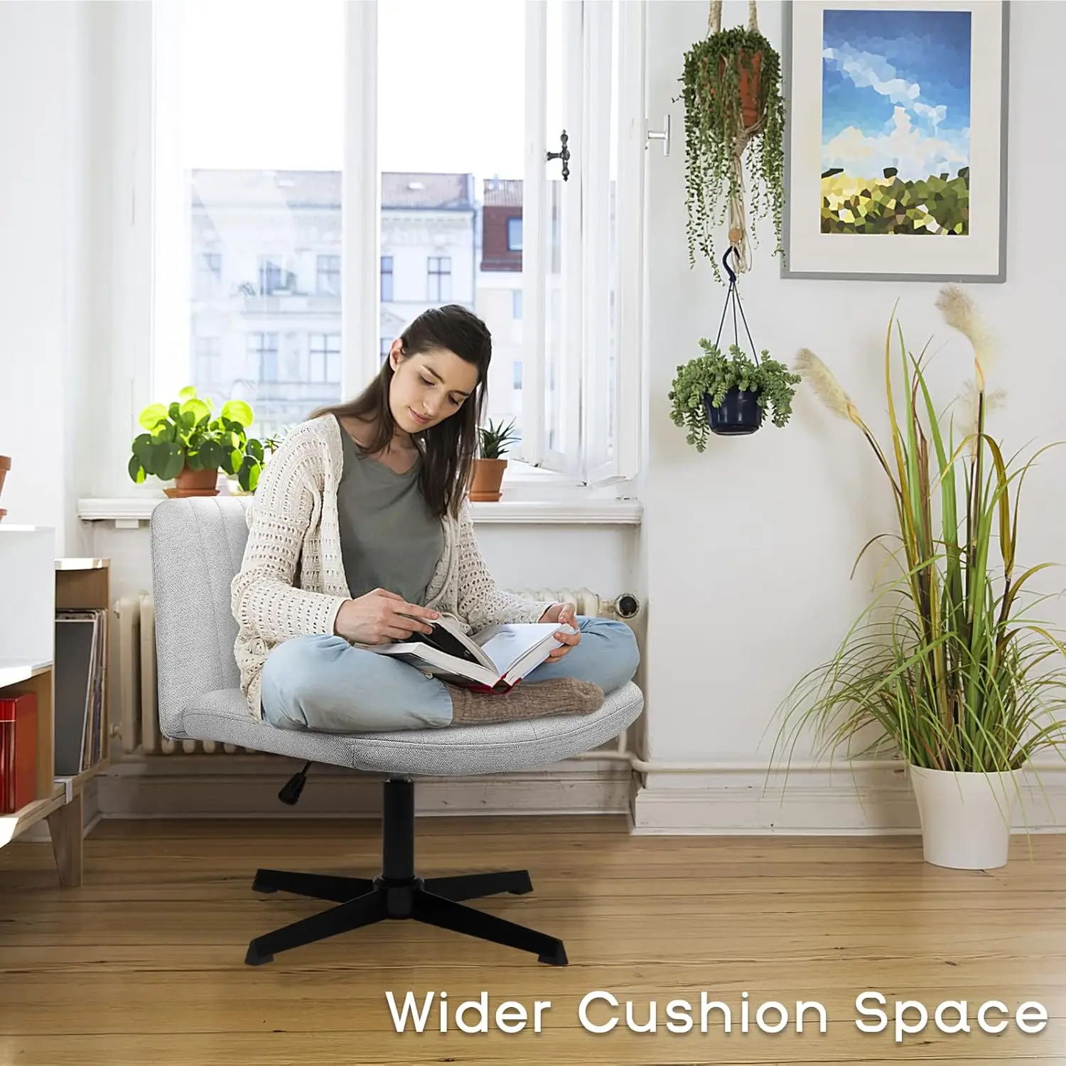 Pukami Criss Cross Chair,Armless Cross Legged Office Desk Chair No Wheels,Fabric Padded Modern Swivel Height Adjustable Mid
Pukami Criss Cross Chair,Armless Cross Legged Office Desk Chair No Wheels,Fabric Padded Modern Swivel Height Adjustable Mid