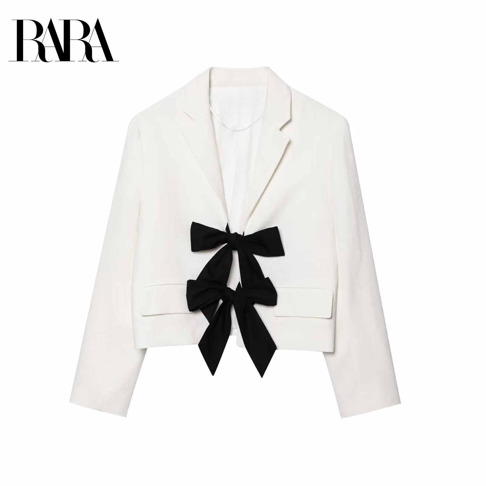 RARA Women's Casual Short Blazer Jacket with Color - Blocking and Bow - Knot Button Decoration Stylish and Trendy Design 
RARA Women's Casual Short Blazer Jacket with Color - Blocking and Bow - Knot Button Decoration Stylish and Trendy Design