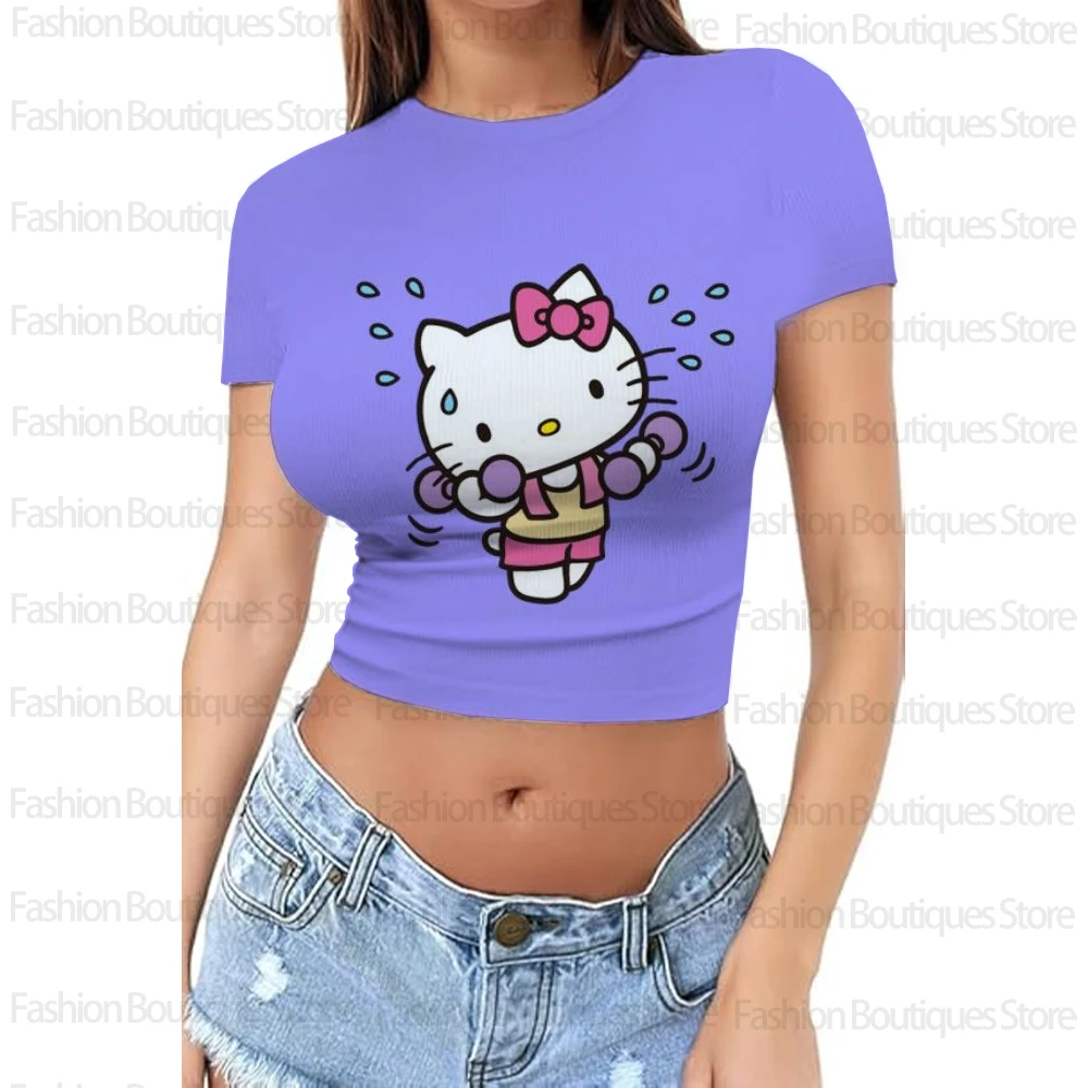 Women's Hello Kitty Cropped Top Printed T-Shirt Summer Women's Casual Short Sleeve Trendy T-Shirt Ladies Streetwear Cute T-Shirt
Women's Hello Kitty Cropped Top Printed T-Shirt Summer Women's Casual Short Sleeve Trendy T-Shirt Ladies Streetwear Cute T-Shirt