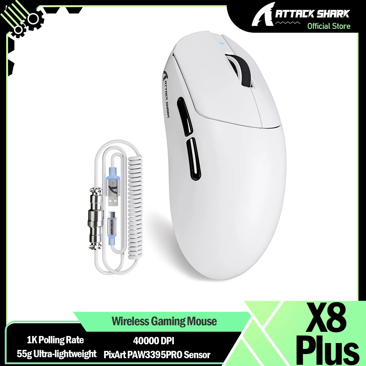 Беспроводная игровая мышь ATTACK SHARK X8 PLUS 55 г с кабелем Ultra LED C06, игровым датчиком PixArt PAW3395PRO, 40000 точек на дюйм, 500 мАч
Беспроводная игровая мышь ATTACK SHARK X8 PLUS 55 г с кабелем Ultra LED C06, игровым датчиком PixArt PAW3395PRO, 40000 точек на дюйм, 500 мАч