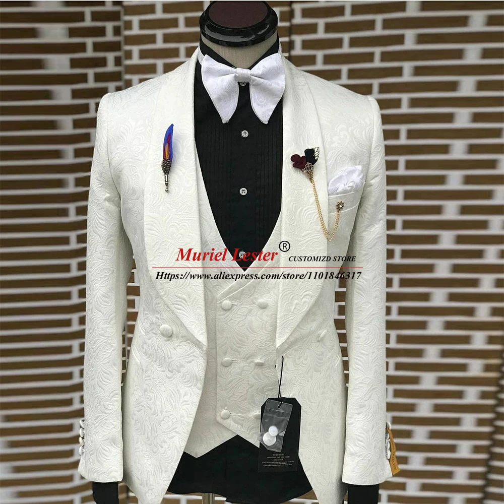 Luxury Floral Wedding Suits Ivory Jacquard Groom Men Blazer Sets Tailored Made Double Breasted Male Fashion Business Clothing
Luxury Floral Wedding Suits Ivory Jacquard Groom Men Blazer Sets Tailored Made Double Breasted Male Fashion Business Clothing