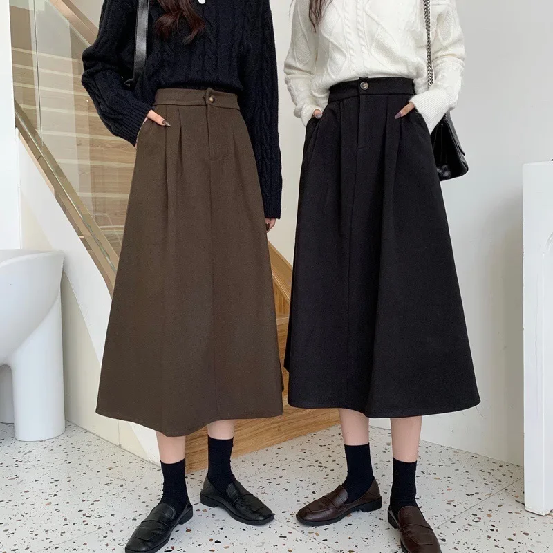 Winter Office Ladies Woolen Midi Skirts for Women Autumn New Business Loose Knitted A-Line Skirt Female
Winter Office Ladies Woolen Midi Skirts for Women Autumn New Business Loose Knitted A-Line Skirt Female