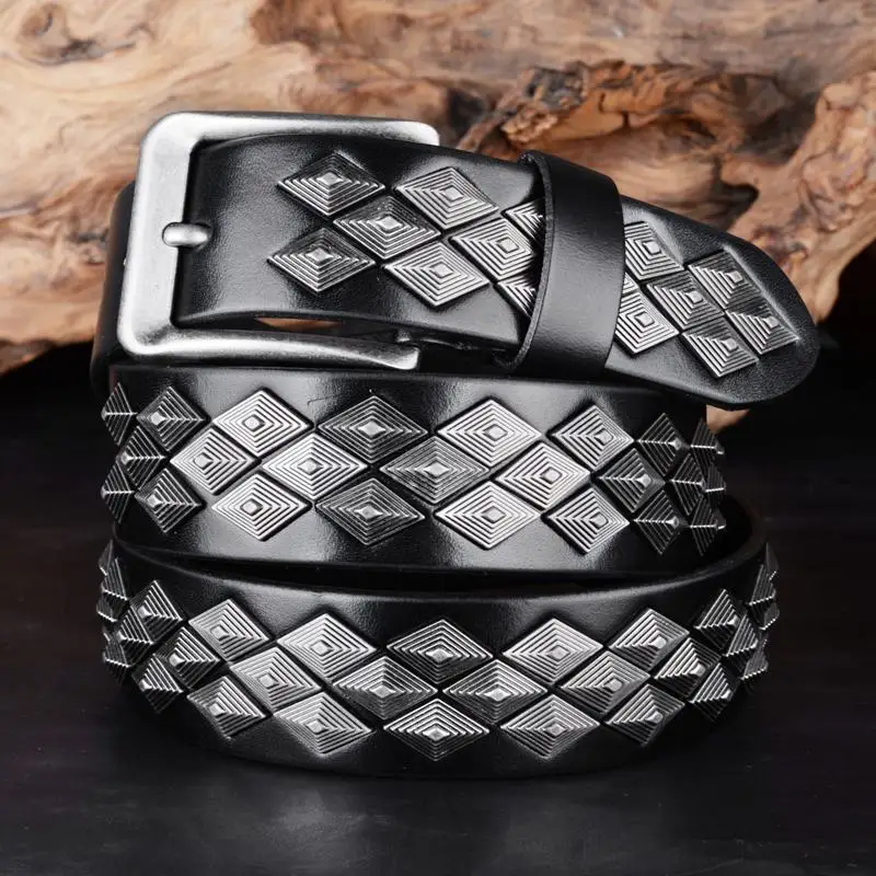 men's fashion gothic punk studded belt black stylish genuine leather belts pin buckle rivets strapon womens designer waistband
men's fashion gothic punk studded belt black stylish genuine leather belts pin buckle rivets strapon womens designer waistband