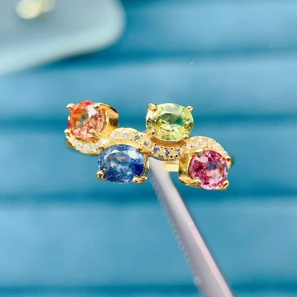4x5mm Multi-Color Natural Sapphire Ring 925 Sterling Silver Fine Crafted Gold Vermeil Colorful Cluster Gemstone Ring for Women
4x5mm Multi-Color Natural Sapphire Ring 925 Sterling Silver Fine Crafted Gold Vermeil Colorful Cluster Gemstone Ring for Women