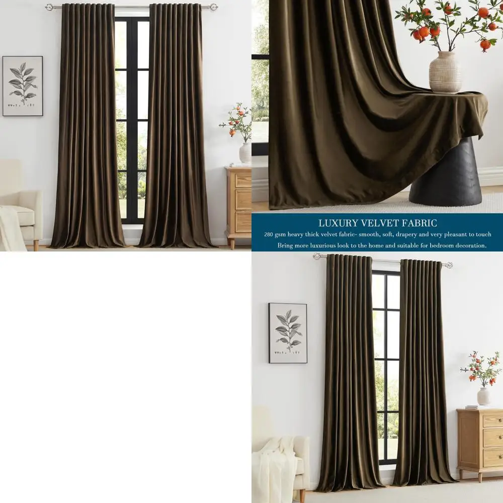 102 Long Blackout Polyester Velvet Curtains, Set of 2 Panels, Room Darkening for Living Room & Bedroom
102 Long Blackout Polyester Velvet Curtains, Set of 2 Panels, Room Darkening for Living Room & Bedroom