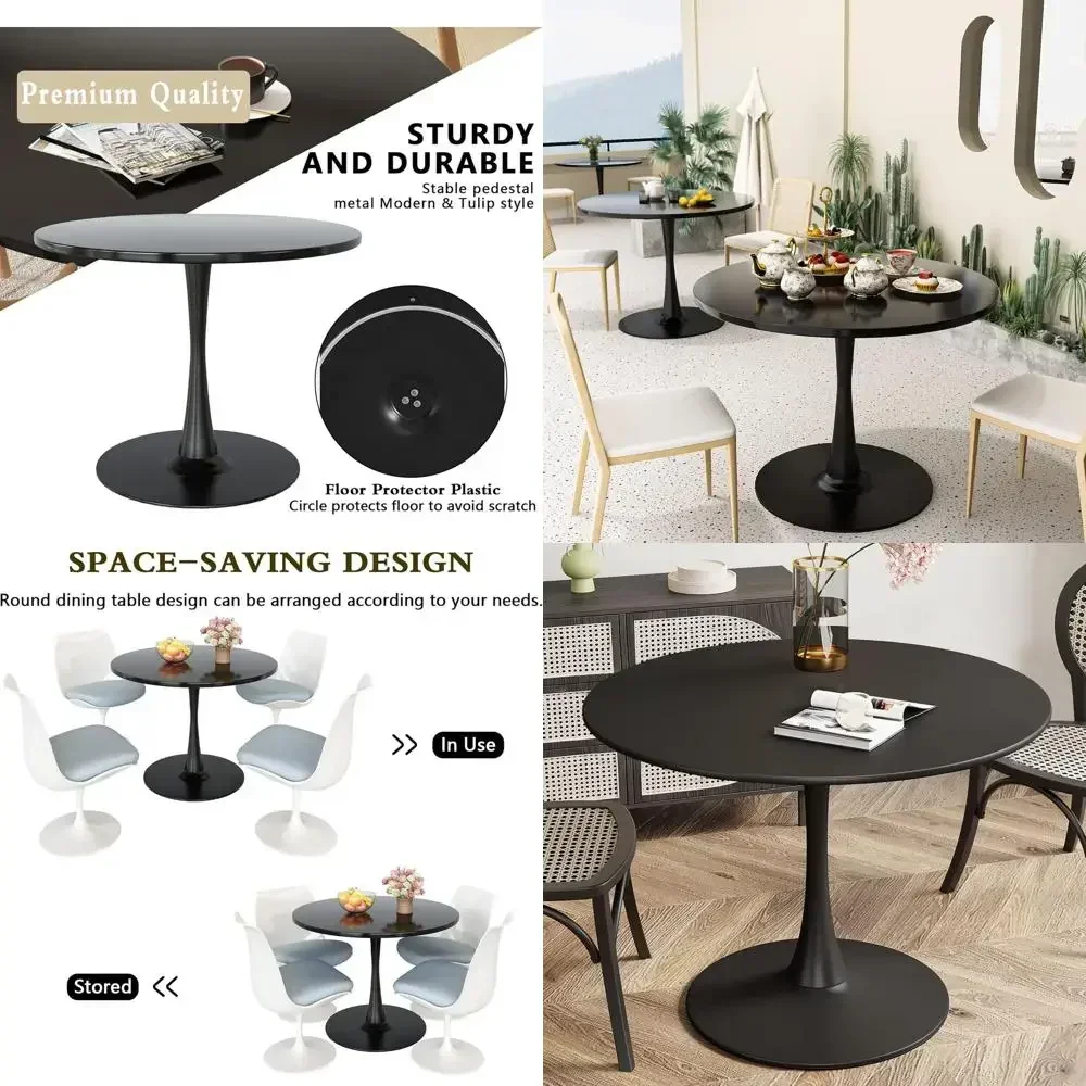Round Dining Table, 31.5 Thickened Tabletop, Metal Pedestal Base, Suitable for 2-4 People, Black
Round Dining Table, 31.5 Thickened Tabletop, Metal Pedestal Base, Suitable for 2-4 People, Black