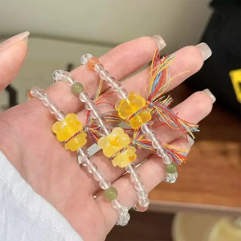 Handmade White Crystal Beads Women Strand Bracelets Colorful Rope Amber Bear Charms Braided Wristband Jewery for Female Gifts
Handmade White Crystal Beads Women Strand Bracelets Colorful Rope Amber Bear Charms Braided Wristband Jewery for Female Gifts