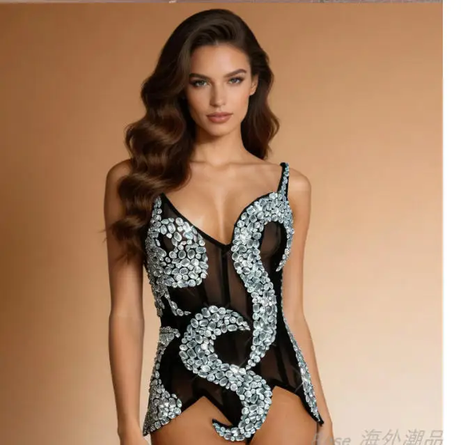 High Quality Hot Stamping Sexy Chest Hugging See Through Mesh Black Dress 2026 New Fashionable Custom Women'S Clothing
High Quality Hot Stamping Sexy Chest Hugging See Through Mesh Black Dress 2026 New Fashionable Custom Women'S Clothing