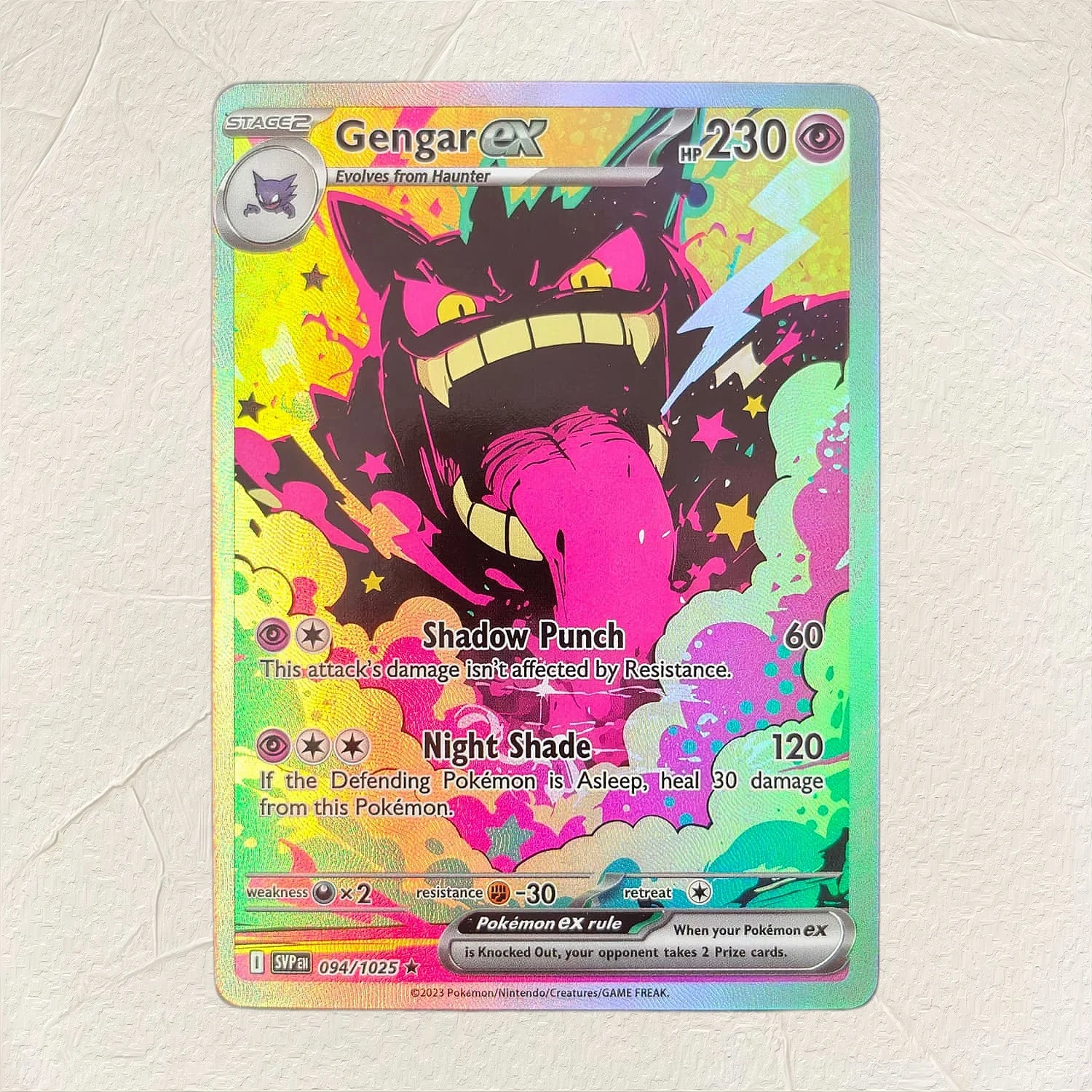 Pokemon English Gengar ex 094/1025 DIY Holographic Foil Texture Card, Perfect Condition Premium Anime Collection Card
Pokemon English Gengar ex 094/1025 DIY Holographic Foil Texture Card, Perfect Condition Premium Anime Collection Card