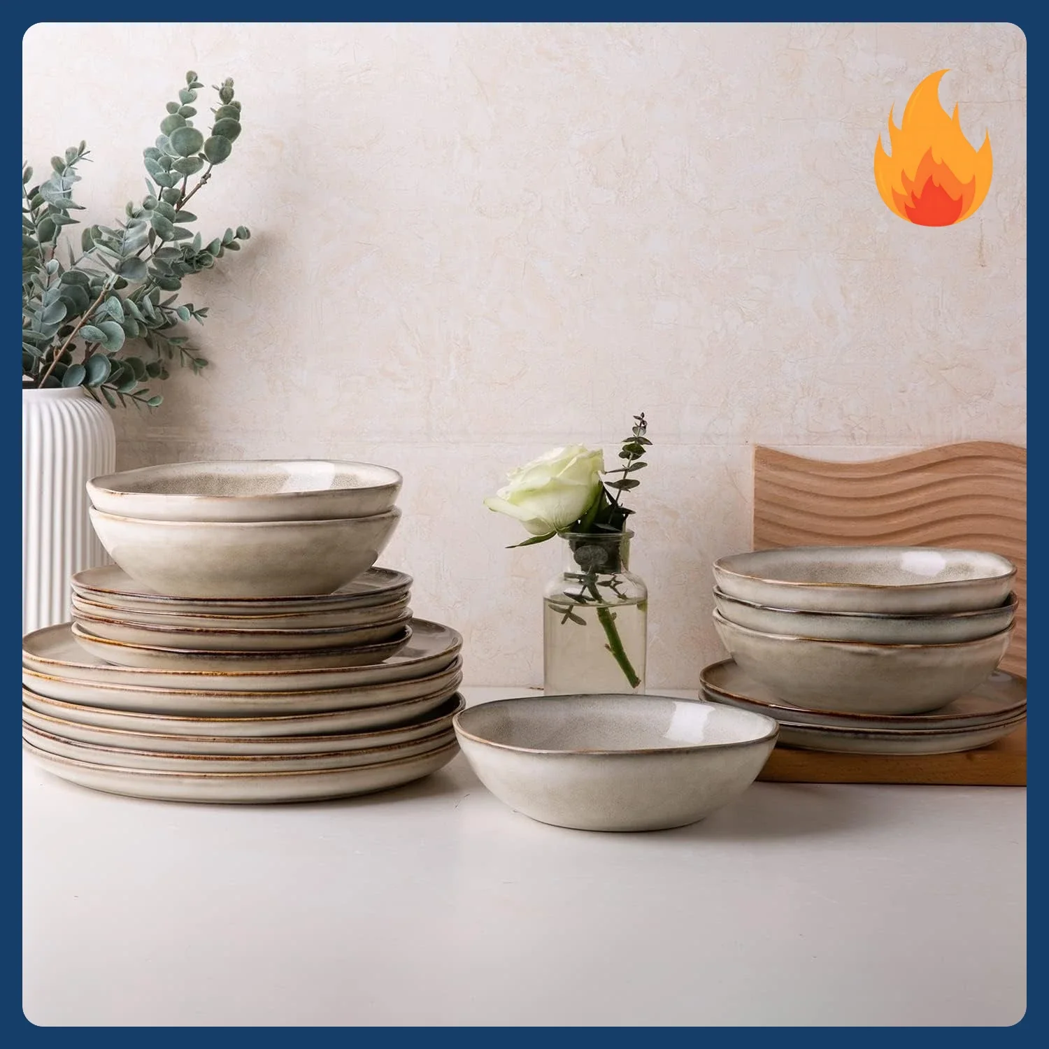 Наборы керамической посуды, тарелки и миски из каменной керамики ручной работы с реактивной глазурью, высокая устойчивость к царапинам | Посудомоечная машина и микроволновая печь
Наборы керамической посуды, тарелки и миски из каменной керамики ручной работы с реактивной глазурью, высокая устойчивость к царапинам | Посудомоечная машина и микроволновая печь