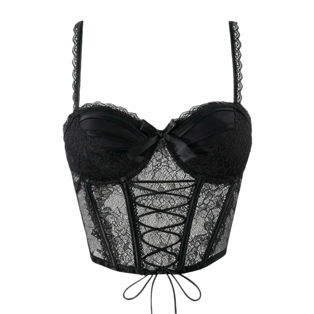 Elegant Ruffle Lace Flower Camisole Bowknot Fishbone Slim Crop Tops Tank Sleeveless Lace Corset Spicy Girls
Elegant Ruffle Lace Flower Camisole Bowknot Fishbone Slim Crop Tops Tank Sleeveless Lace Corset Spicy Girls