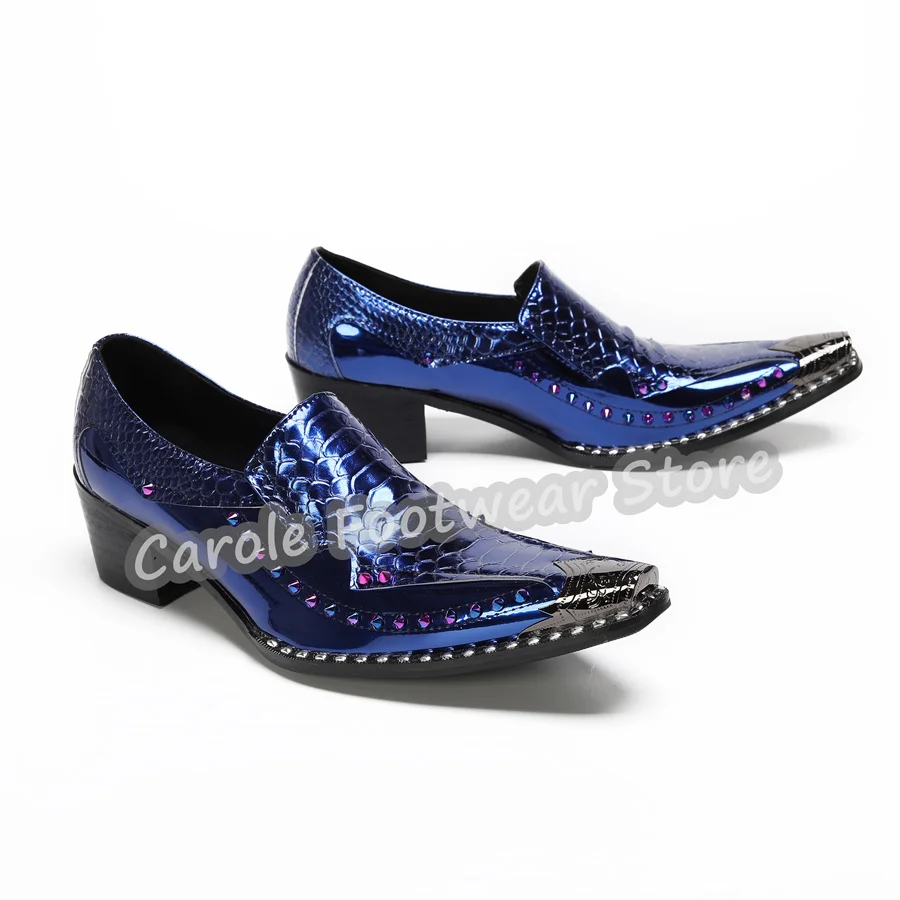 Business Formal Dress Shoes Colorful Rhinestone Snake Grain Genuine Leather Loafers Male Square Toe Chunky Heel Derby Shoes
Business Formal Dress Shoes Colorful Rhinestone Snake Grain Genuine Leather Loafers Male Square Toe Chunky Heel Derby Shoes