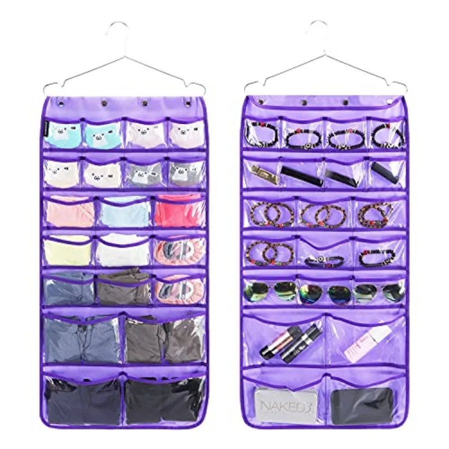 Dual Sided Hanging Organizer for Jewelry Makeup Storage Closet Organizers for Bows Socks Underwear with 42 Clear Pockets
Dual Sided Hanging Organizer for Jewelry Makeup Storage Closet Organizers for Bows Socks Underwear with 42 Clear Pockets