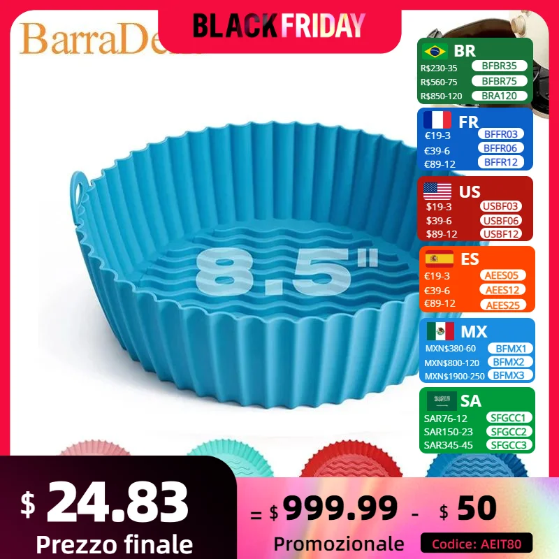 5-Pack Air Fryer Silicone Round Bake 8.5" Reusable Air Fryer Basket Accessories Replacement Sheep Lined Silicone Mat Cake Mold
5-Pack Air Fryer Silicone Round Bake 8.5" Reusable Air Fryer Basket Accessories Replacement Sheep Lined Silicone Mat Cake Mold