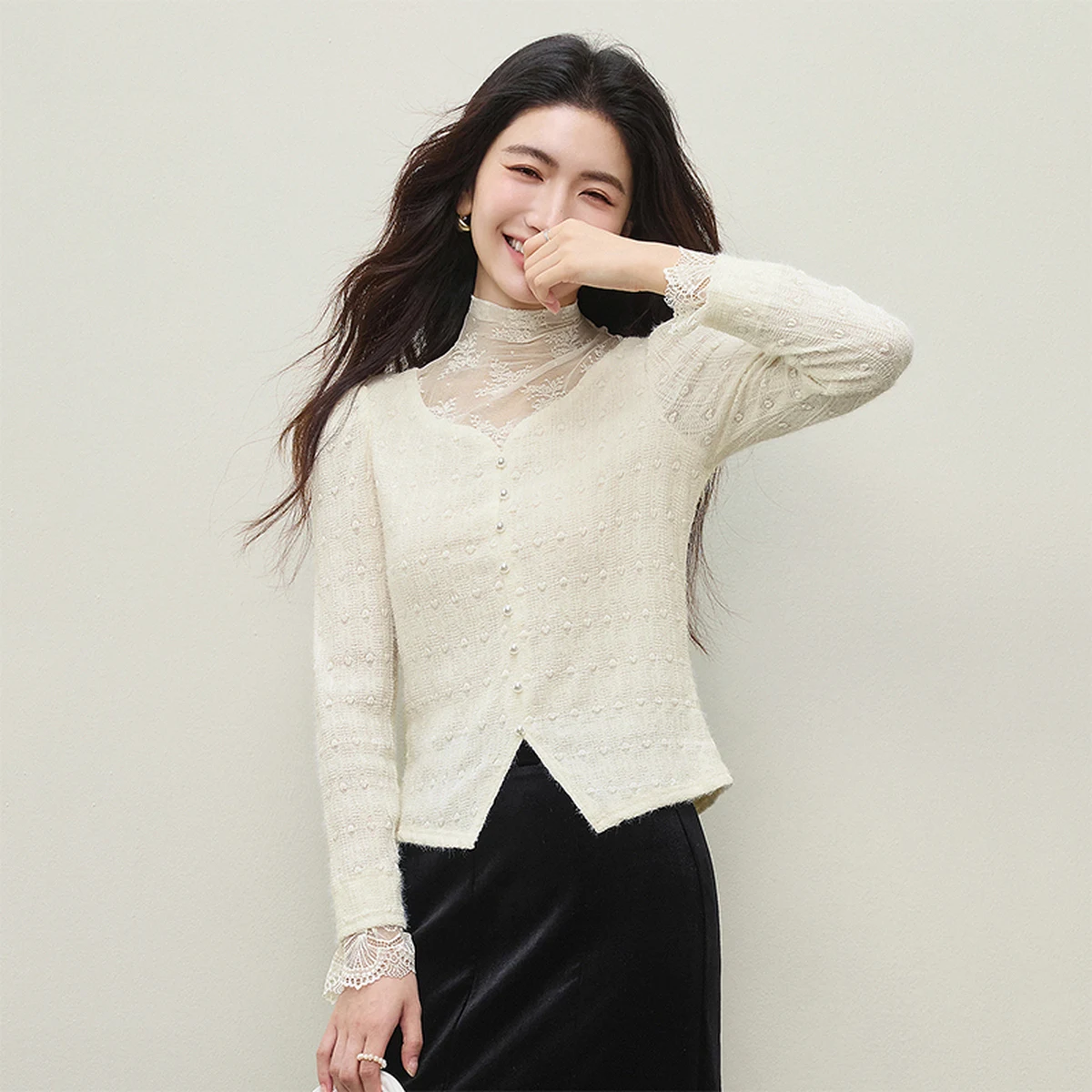 SENTUBILA Women's Knitted Sweater Elegant Lace Splicing 2025 Autumn Mock Neck Jumpers Long Sleeve Pullovers Female W54SC5039
SENTUBILA Women's Knitted Sweater Elegant Lace Splicing 2025 Autumn Mock Neck Jumpers Long Sleeve Pullovers Female W54SC5039