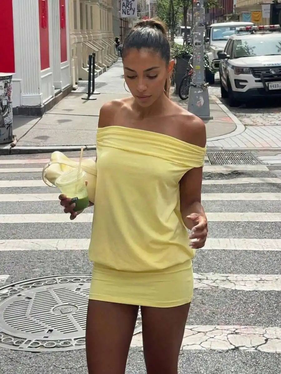 Women Off Shoulder Short Dress Summer Knit Stretch Casual Party Beach Wedding Guest Dress
Women Off Shoulder Short Dress Summer Knit Stretch Casual Party Beach Wedding Guest Dress
