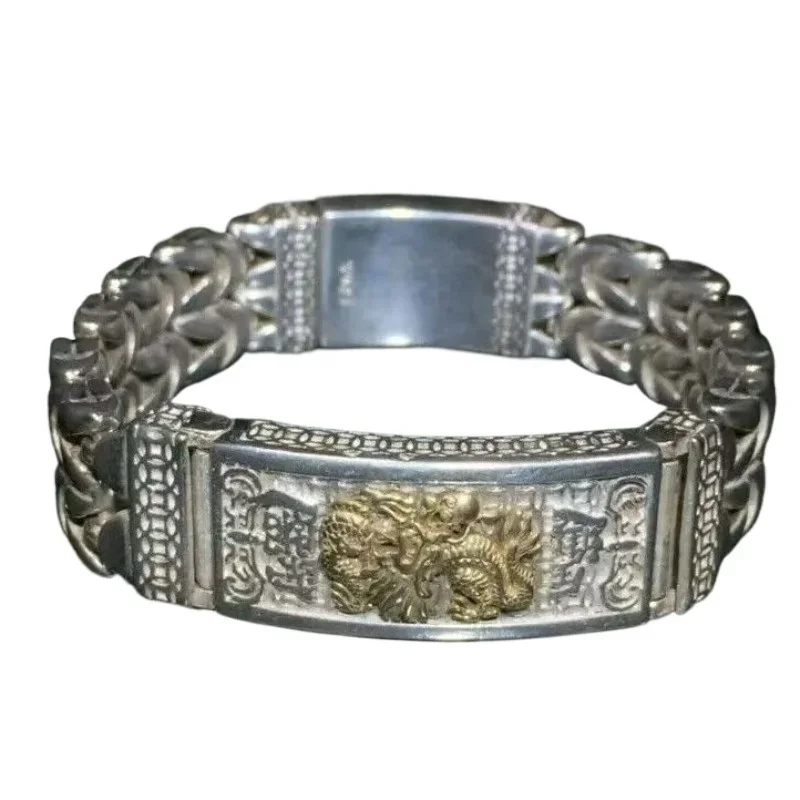 Old Tibetan Silver Inlaid Chinese Zodiac Yellow Dragon Bracelet Fashion jewelry Personality Men and Women Couples Gift
Old Tibetan Silver Inlaid Chinese Zodiac Yellow Dragon Bracelet Fashion jewelry Personality Men and Women Couples Gift