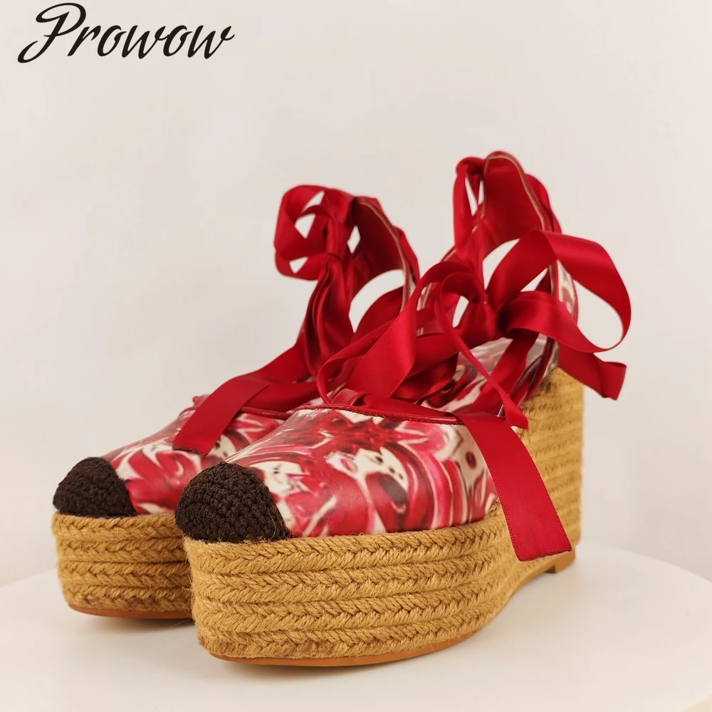 Модные сандалии на танкетке с круглым носком и принтом в стиле пэчворк, женская обувь на высоком каблуке, Zapatos Mujer 
Модные сандалии на танкетке с круглым носком и принтом в стиле пэчворк, женская обувь на высоком каблуке, Zapatos Mujer