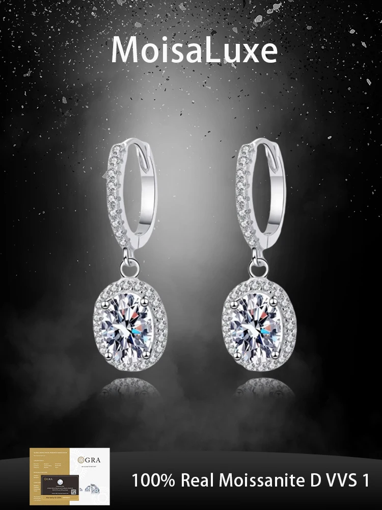 MoisaLuxe Official Store GRA Moissanite Plata Sterling 925 Silver Oval Shape Fashion Jewelry Earrings for Women Hoops Piercing
MoisaLuxe Official Store GRA Moissanite Plata Sterling 925 Silver Oval Shape Fashion Jewelry Earrings for Women Hoops Piercing