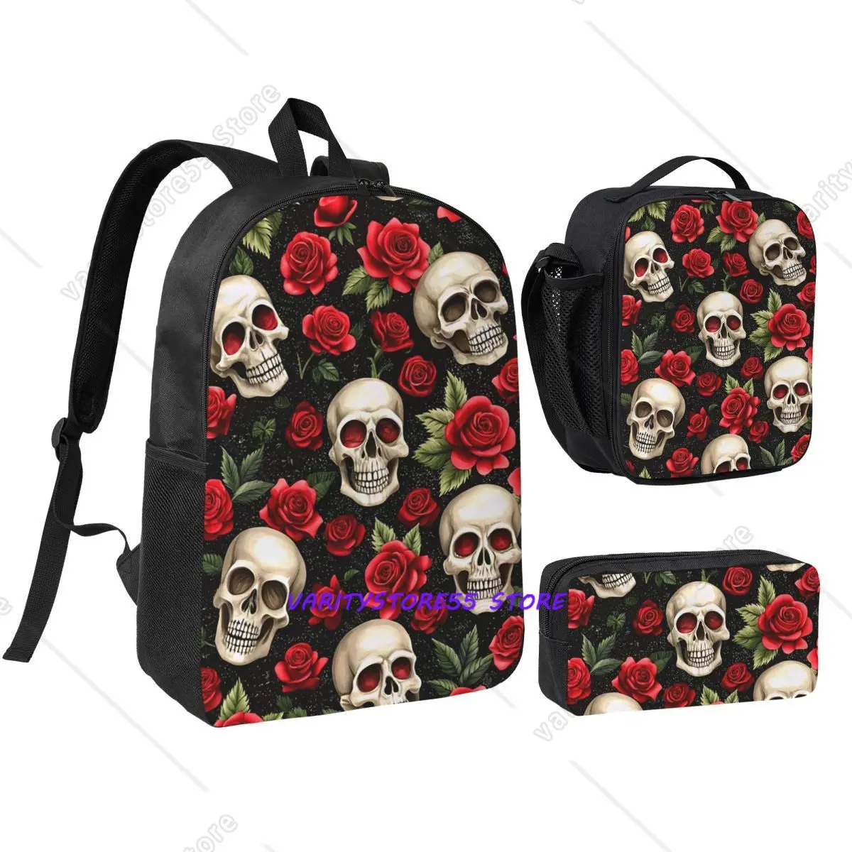 Rose Skull Gothic Style Pattern Backpack Student BookBag School Bag Computer Shoulder Bags 3ps Insulated Lunch Bag Pencil Case
Rose Skull Gothic Style Pattern Backpack Student BookBag School Bag Computer Shoulder Bags 3ps Insulated Lunch Bag Pencil Case