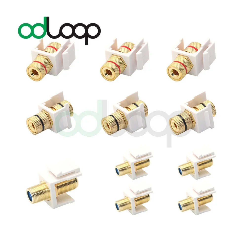 ODLOOP 6-Pack Banana Jack Binding Post Keystone Jack Insert with 5-Pack 3 GHz Gold-Plated RG6 Coaxial Keystone Jack Insert
ODLOOP 6-Pack Banana Jack Binding Post Keystone Jack Insert with 5-Pack 3 GHz Gold-Plated RG6 Coaxial Keystone Jack Insert