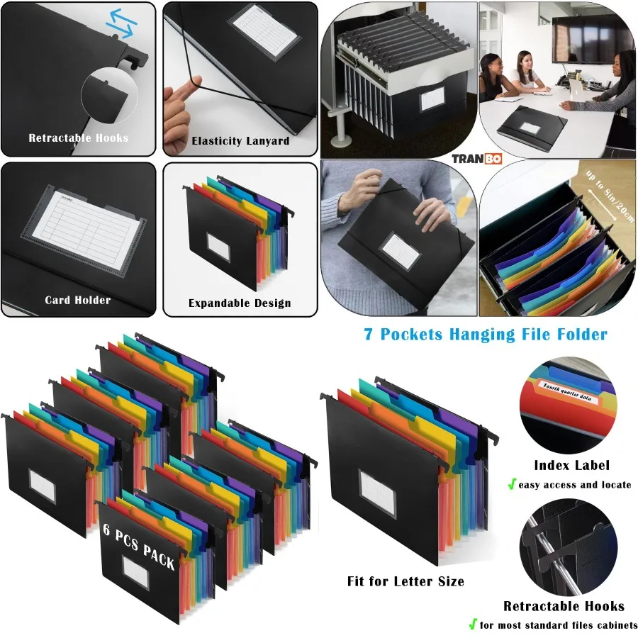 Подвесная папка для файлов с 7 карманами и выдвижными крючками для картотеки, расширяемый органайзер для файлов-гармошка формата Letter с El
Подвесная папка для файлов с 7 карманами и выдвижными крючками для картотеки, расширяемый органайзер для файлов-гармошка формата Letter с El