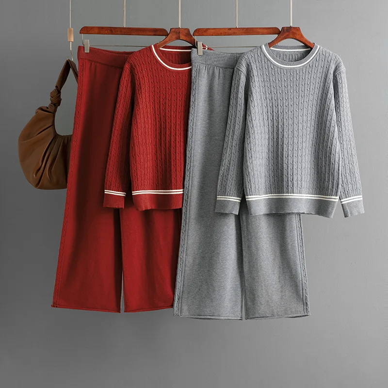 2025 Autumn Winter Knit Crew Neck Long Sleeve Sweater + Casual Pants Two-Piece Set
2025 Autumn Winter Knit Crew Neck Long Sleeve Sweater + Casual Pants Two-Piece Set