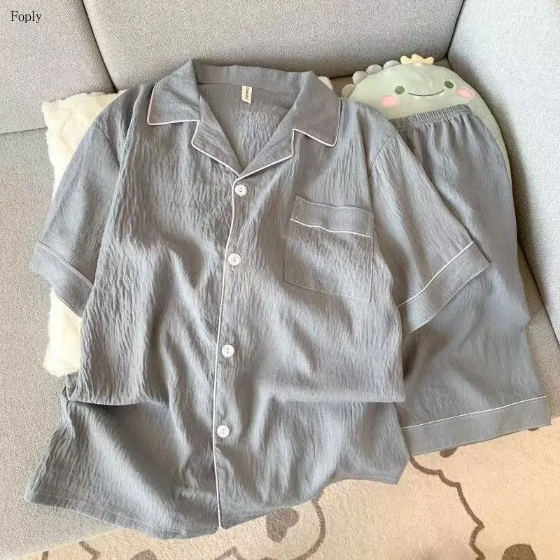 Men's Summer Solid Color Pajama Set Two-piece Korean Ins Style Pyjama Sleepwear 3XL Pajamas for Men Pijama Shorts Loungewear 
Men's Summer Solid Color Pajama Set Two-piece Korean Ins Style Pyjama Sleepwear 3XL Pajamas for Men Pijama Shorts Loungewear