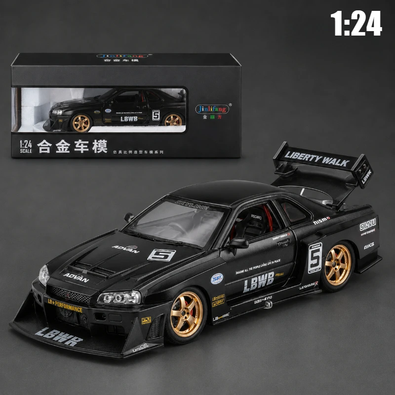 1:24 GTR R34 Modified Sports Car Simulation Alloy Car Model Static Decoration Sound Light Model Toy Gifts
1:24 GTR R34 Modified Sports Car Simulation Alloy Car Model Static Decoration Sound Light Model Toy Gifts