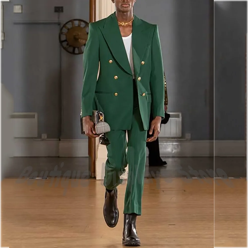 Green Double Breasted Men Two Piece Suit High Quality Peak Lapel Blazer Straight Pants Wedding Party Business Fashion Outfit Set
Green Double Breasted Men Two Piece Suit High Quality Peak Lapel Blazer Straight Pants Wedding Party Business Fashion Outfit Set