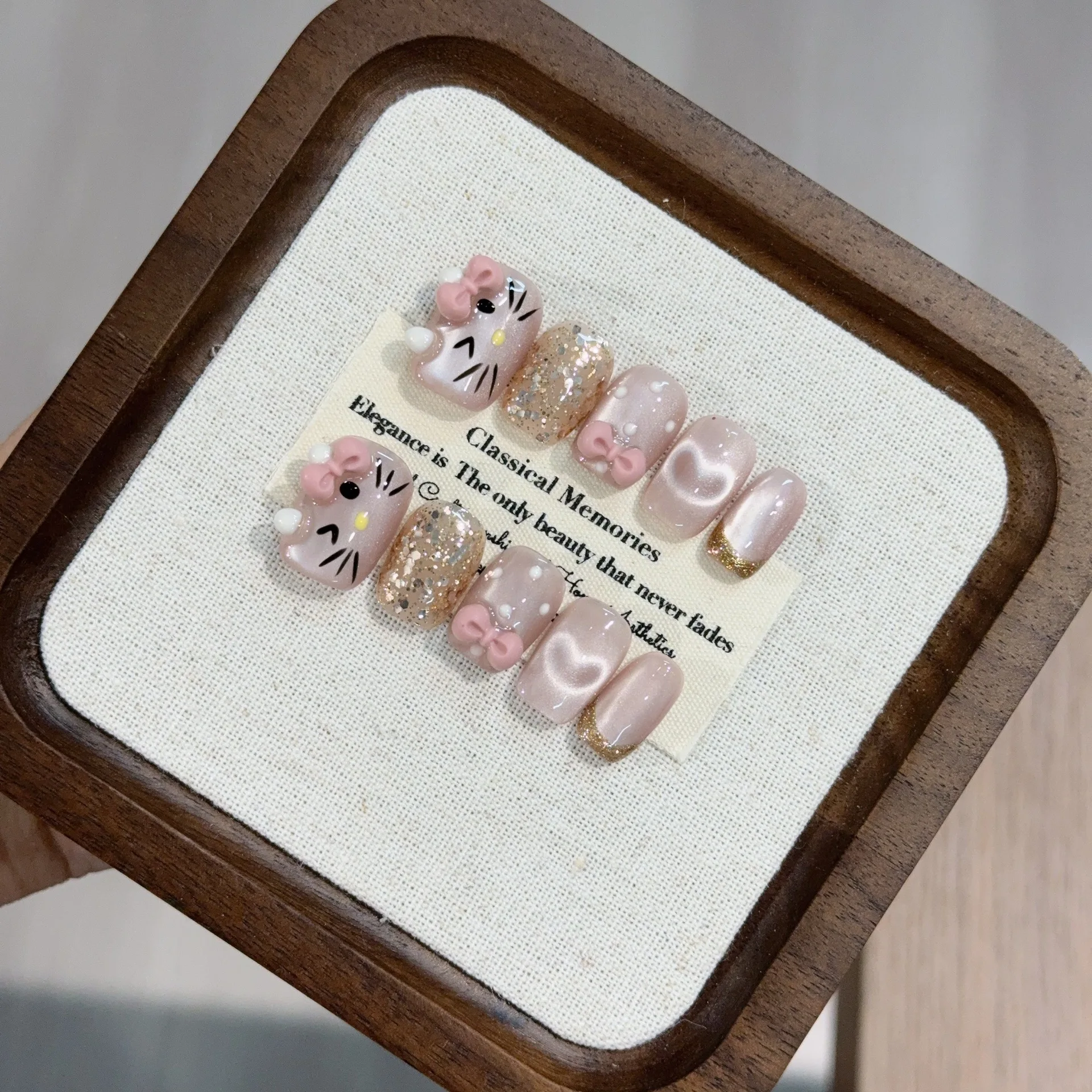 New Sweet Handmade Press On Nails Summer Ice Through Cat Eyes Nails Elegant Short Ballet Smiling Cat Eye French Nail Art
New Sweet Handmade Press On Nails Summer Ice Through Cat Eyes Nails Elegant Short Ballet Smiling Cat Eye French Nail Art