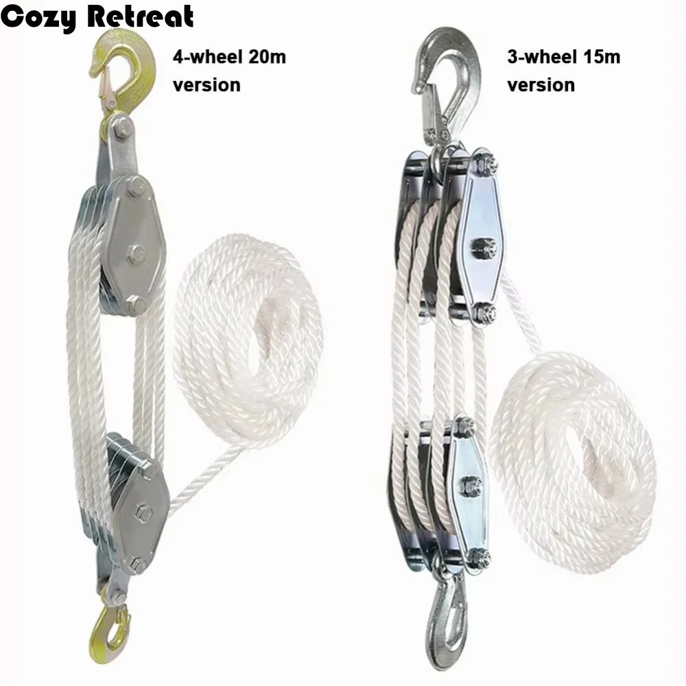 Heavy Duty Handheld Crane Zinc Alloy Hook Steel Wheel Rope Pulley Block Polyethylene Rope Durable Lifting Pulley
Heavy Duty Handheld Crane Zinc Alloy Hook Steel Wheel Rope Pulley Block Polyethylene Rope Durable Lifting Pulley