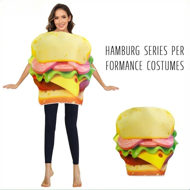 Halloween Funny Hamburger Costume Adults Men Women Print Cosplay Outfit Food Bodysuit Carnival Stage Performance Party Jumpsuit
Halloween Funny Hamburger Costume Adults Men Women Print Cosplay Outfit Food Bodysuit Carnival Stage Performance Party Jumpsuit
