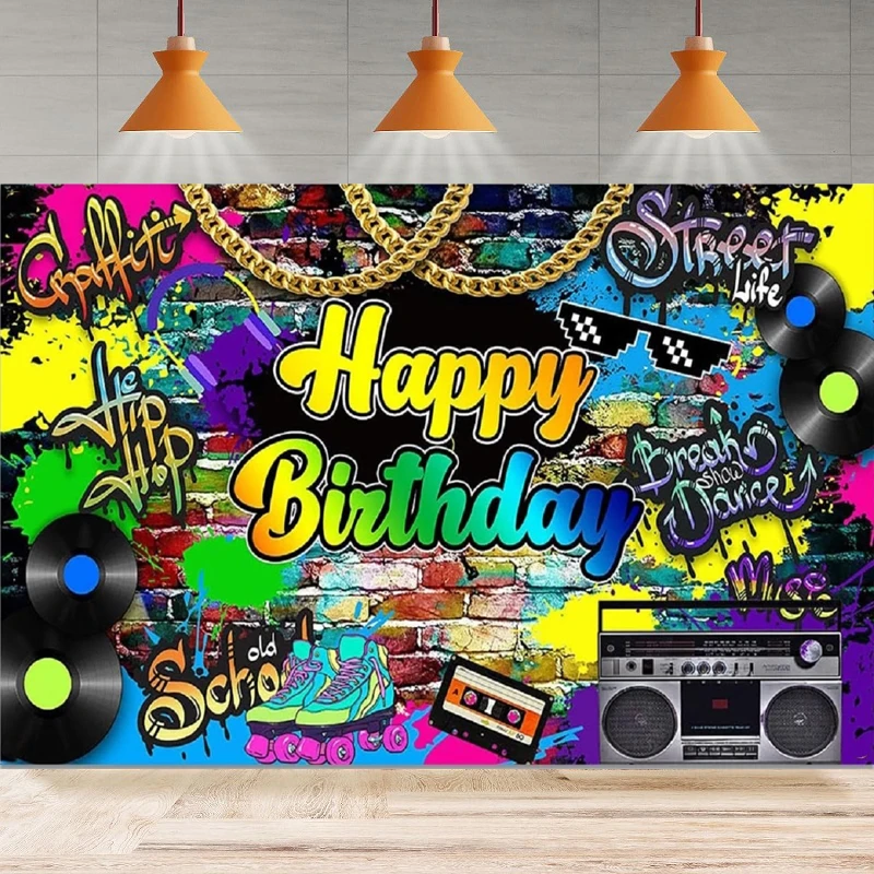 Hip Hop Birthday Party Photography Backdrop Throwback Retro Graffiti 80's 90's Poster Background Home Party Backdrop Wall Banner
Hip Hop Birthday Party Photography Backdrop Throwback Retro Graffiti 80's 90's Poster Background Home Party Backdrop Wall Banner