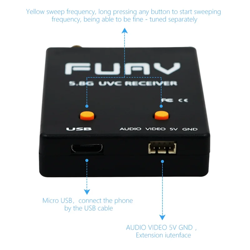 Skydroid UVC Single Control Mini FPV Receiver OTG 5.8G 150CH Channel Video Transmission Downlink Audio for Android Phone_A02I
Skydroid UVC Single Control Mini FPV Receiver OTG 5.8G 150CH Channel Video Transmission Downlink Audio for Android Phone_A02I