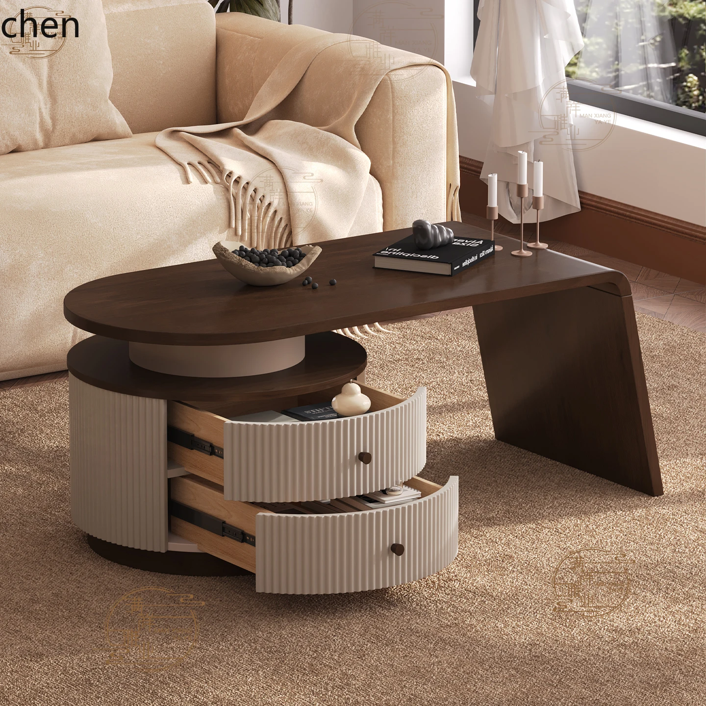 ZML coffee table living room household small apartment simple high-end style solid wood tea table
ZML coffee table living room household small apartment simple high-end style solid wood tea table